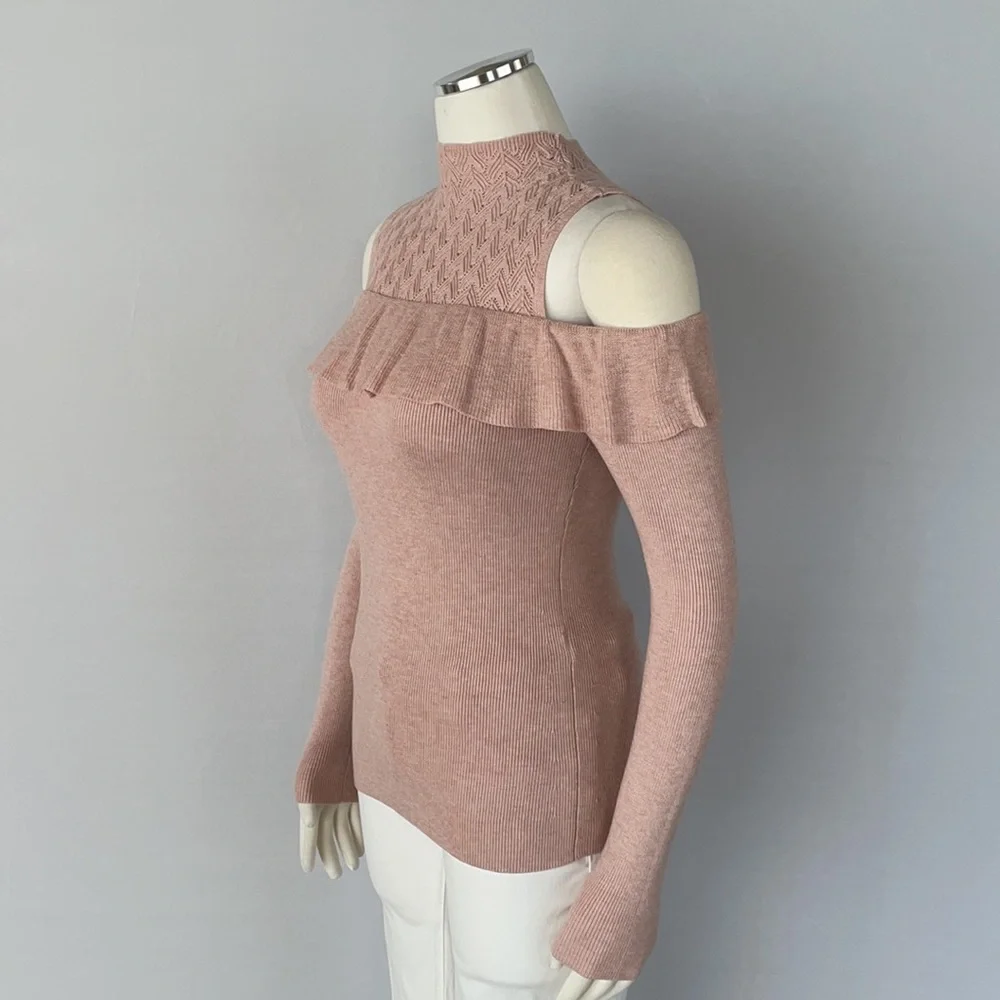 NWT WHBM Cold Shoulder Mock Neck Sweater XS - Picture 4 of 16